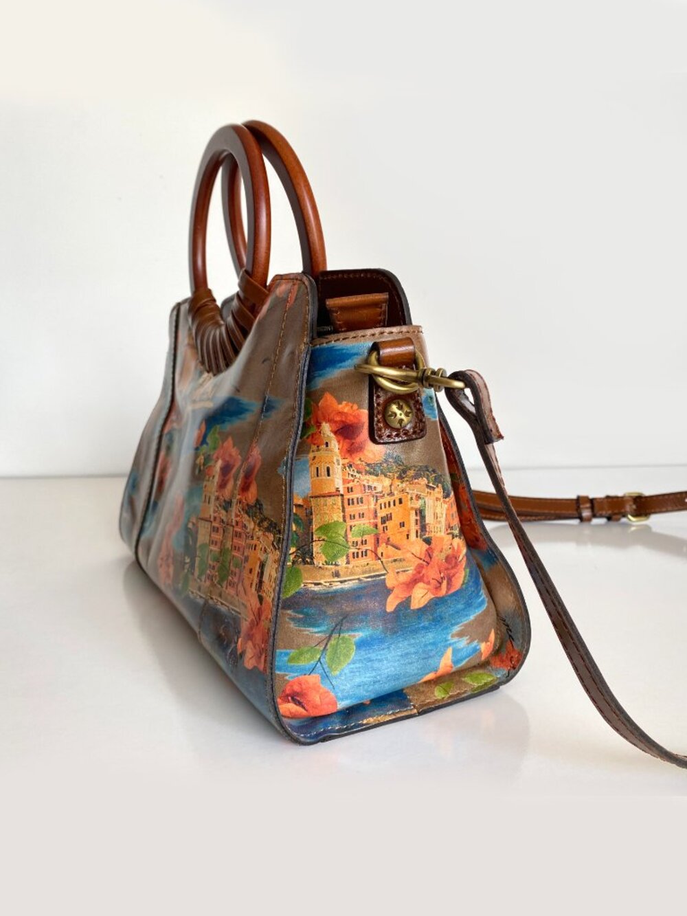 Patricia Nash Leather French Riviera Collection Lyon Satchel Crossbody Bag - Picture 6 of 14